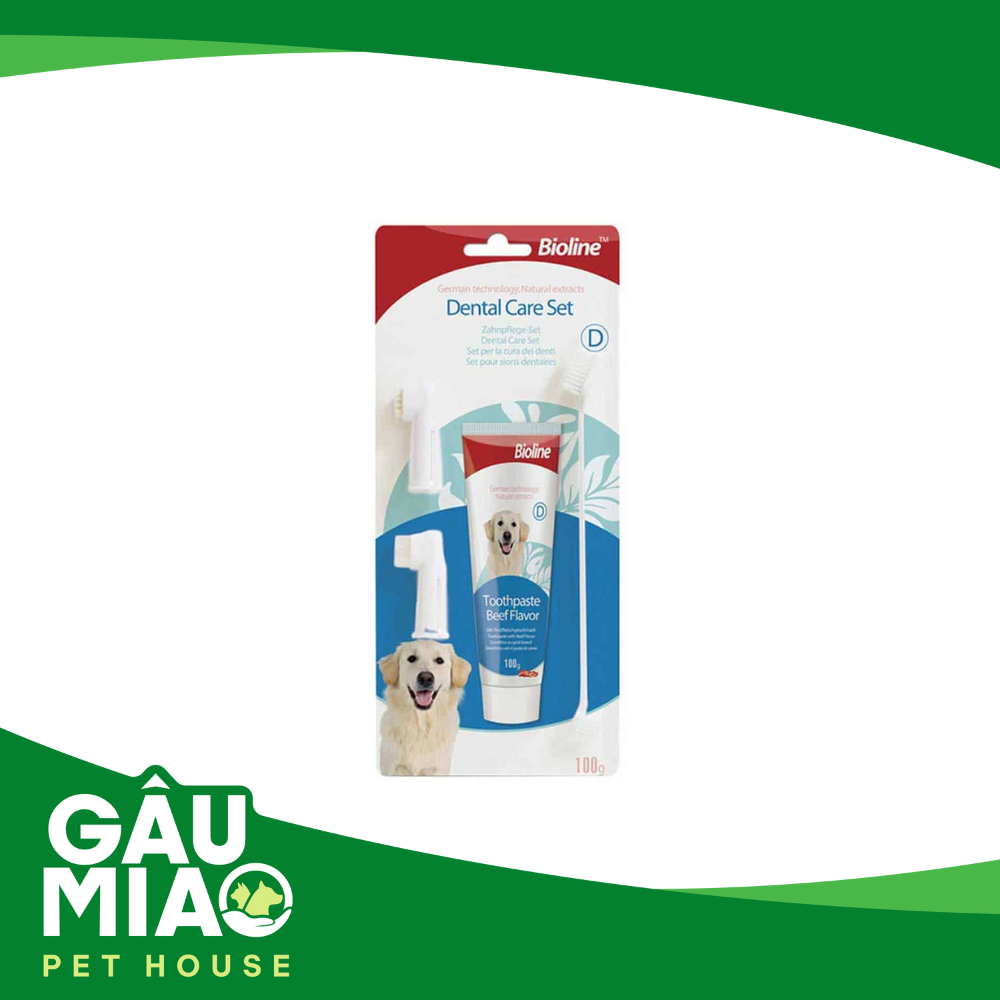 Bioline Bộ kem+bàn chải cho chó vị cam