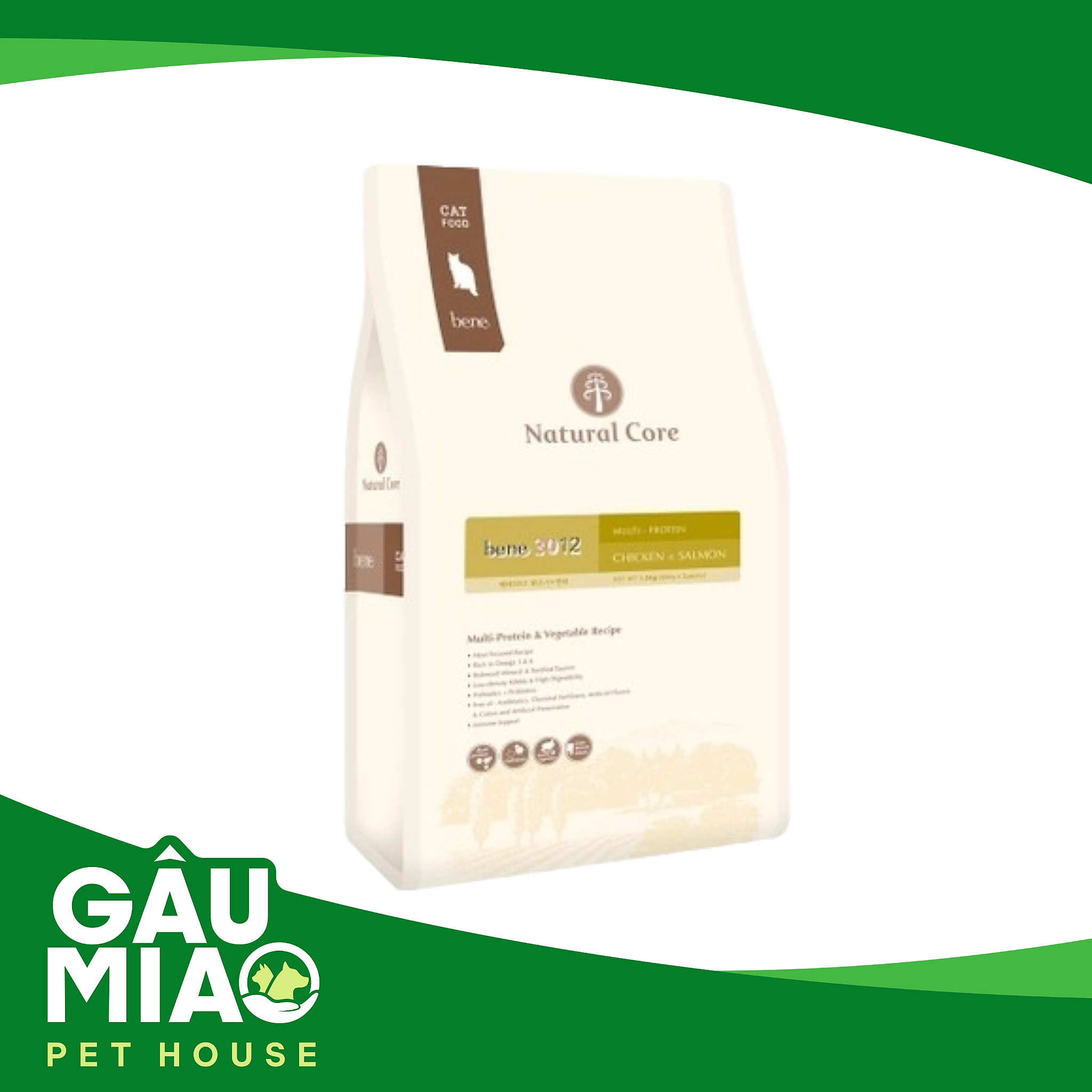 Natural Core C3 Bene 3012-Thức ăn cho mèo thịt gà & cá hồi