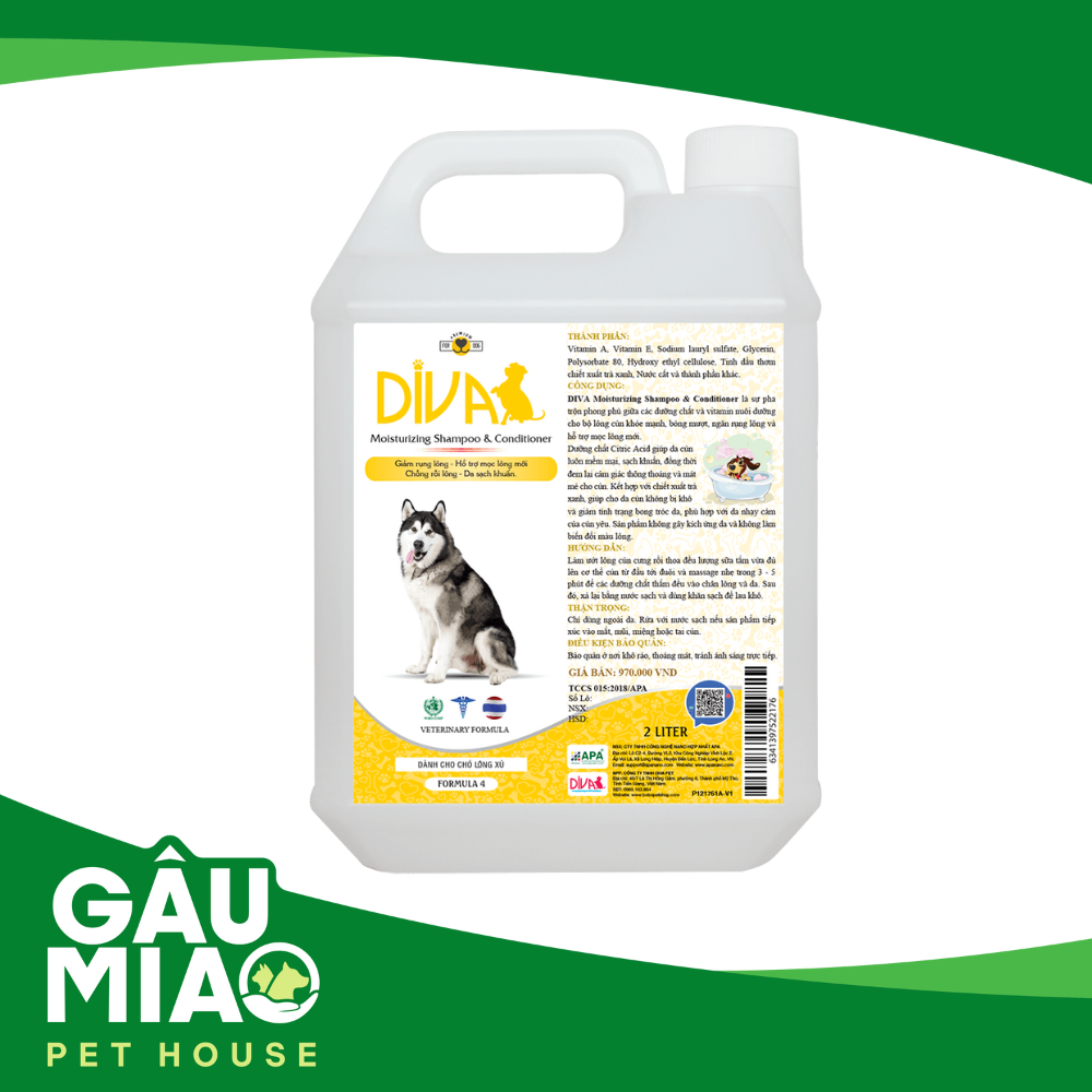 Diva Vàng-Sữa tắm dưỡng lông, giảm rụng lông