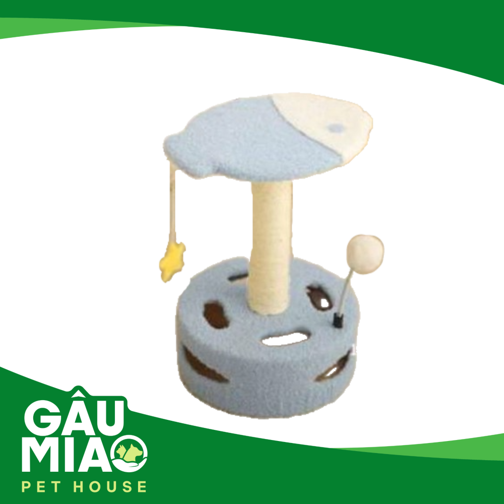 Trụ mèo cào, chơi Cá-Xanh biển HY-03 - 25*25*33cm