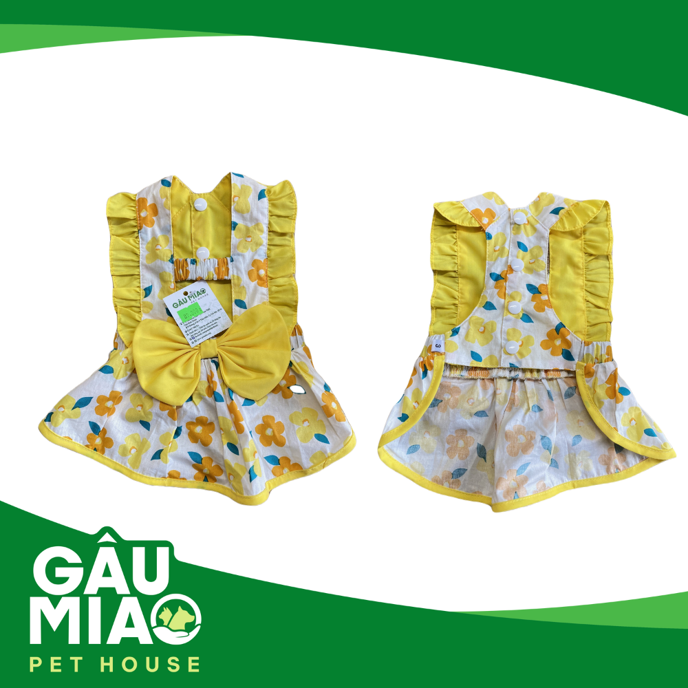 Đầm hoa thun lưng - Vàng