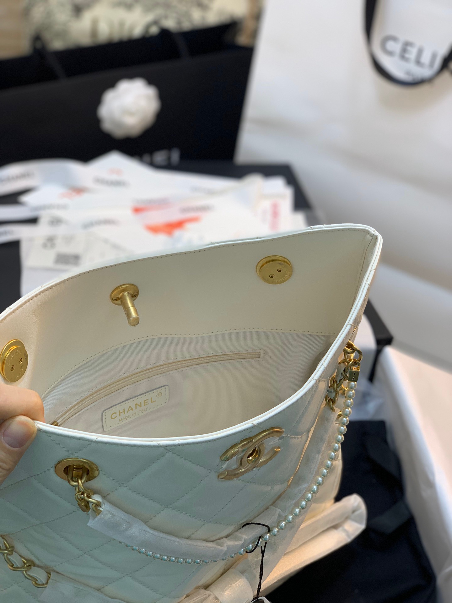 CC White Leather Bag