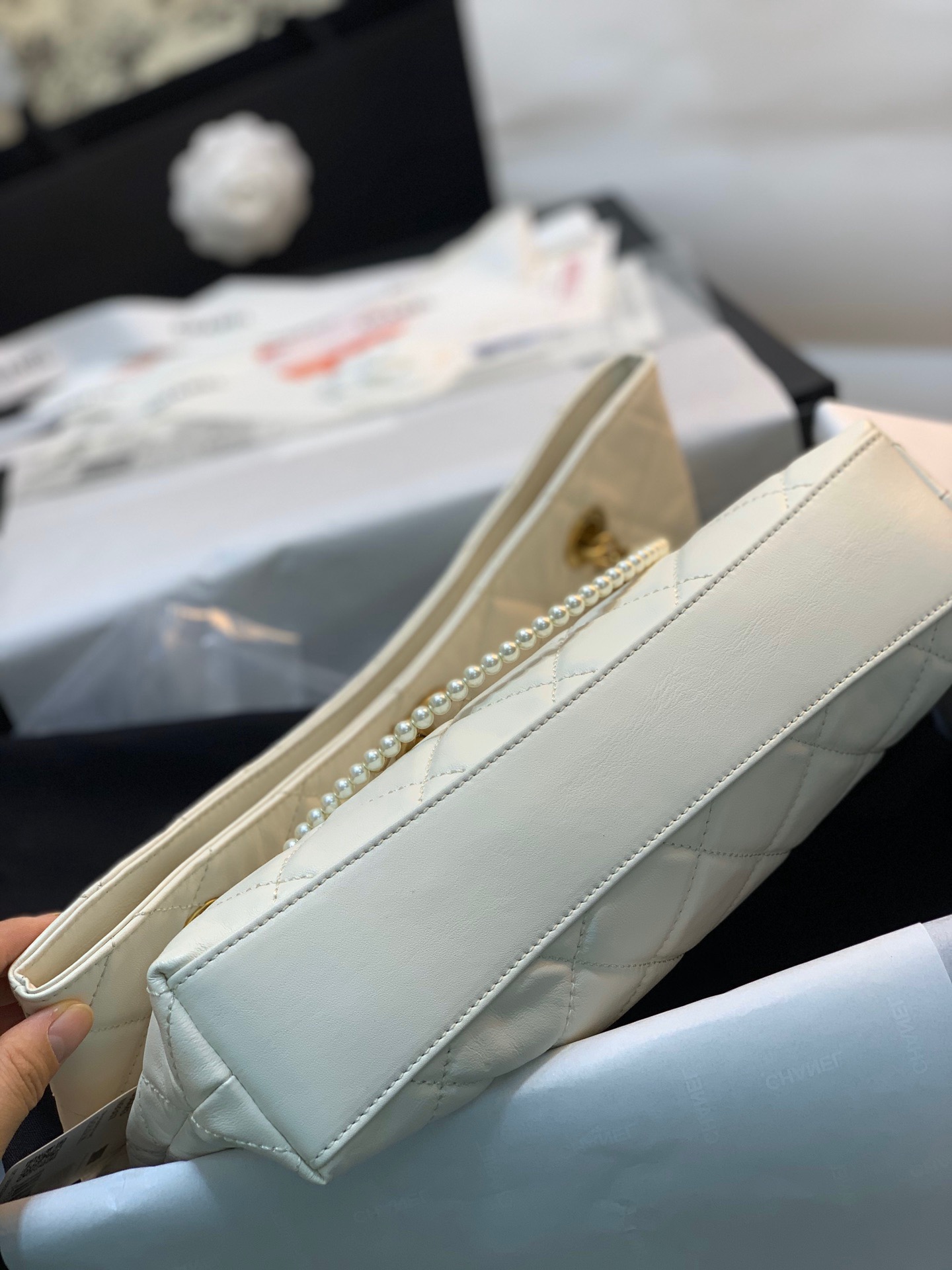 CC White Leather Bag