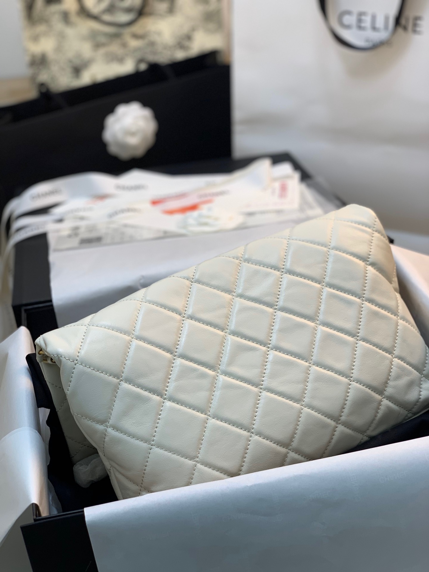 CC White Leather Bag