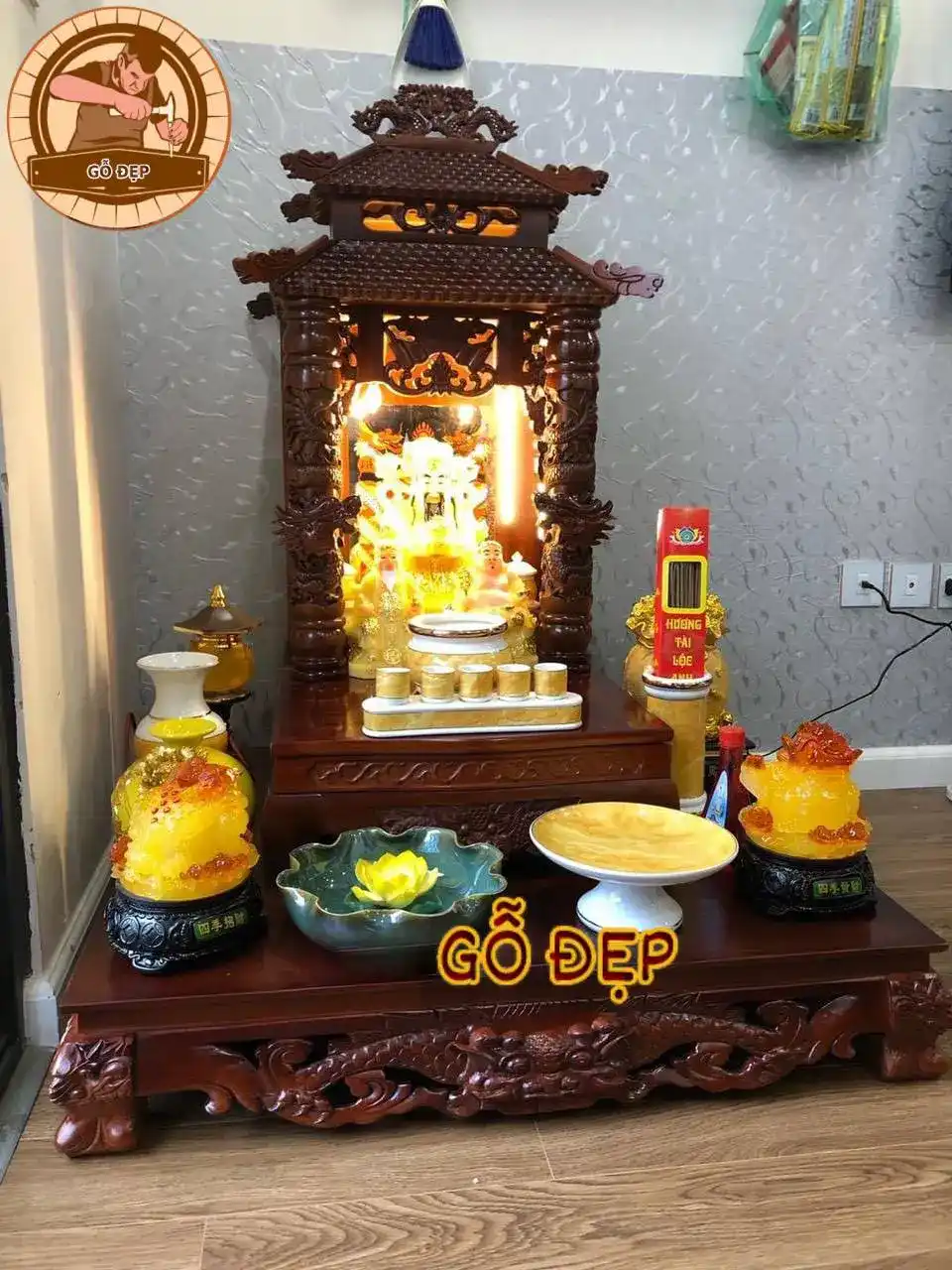 Vị trí các đồ vật trên bàn thờ Thần Tài chuẩn phong thủy