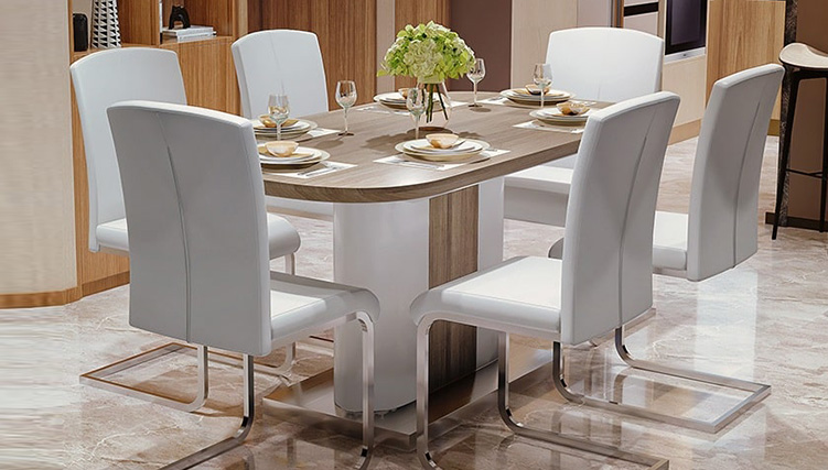 Loại bàn ăn dài hình chữ nhật cũng được thường xuyên sử dụng