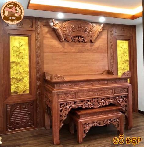 Án Gian Thờ Gỗ Gõ Cao Cấp BT 59 Sang Trọng