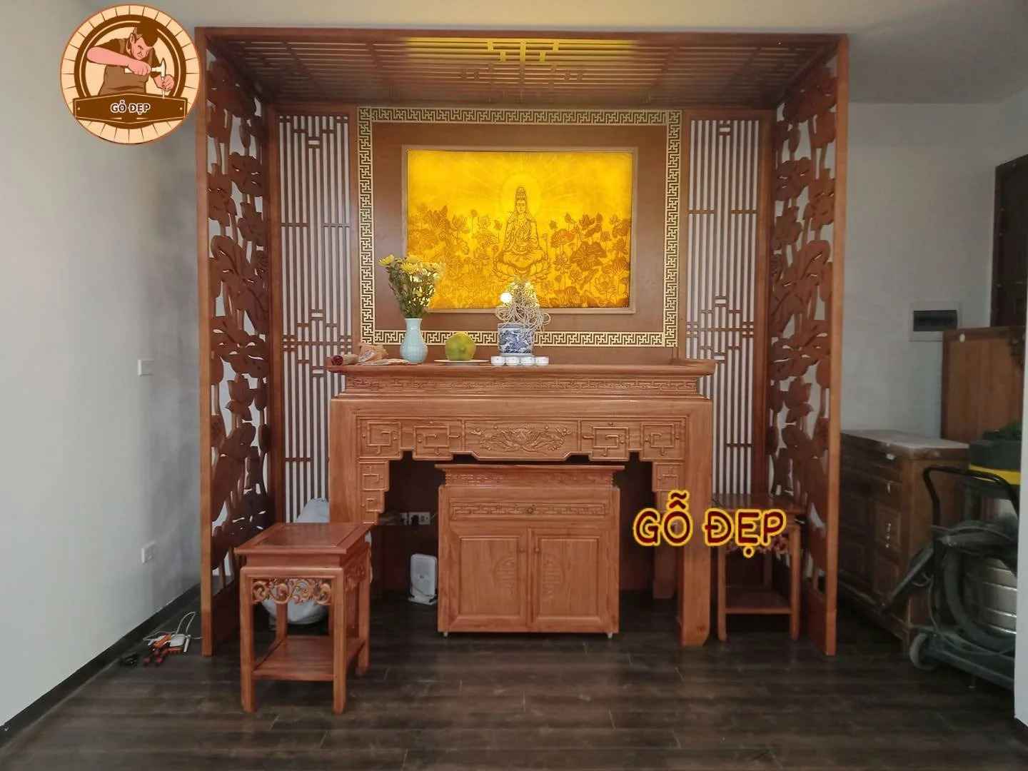 BÀN THỜ ĐỨNG GỖ HƯƠNG BT 08 ĐẠI LỘC ĐẠI PHÁT