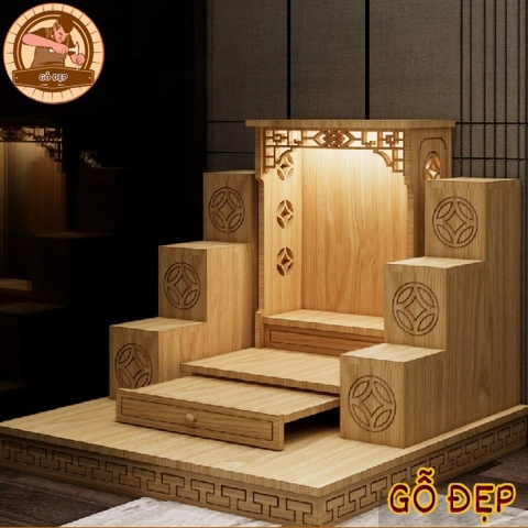Bàn thờ Thần Tài - Ông Địa gỗ Hương đẹp ở Hải Phòng 