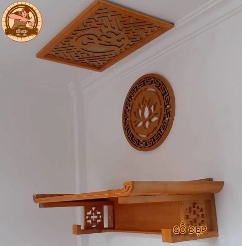 Bàn thờ treo tường làm từ gỗ Mít tự nhiên đẹp và chuẩn phong thủy 