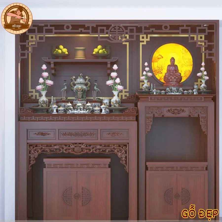 mẫu bàn thờ phật đơn giản thu hút nhiều may mắn và tài lộc