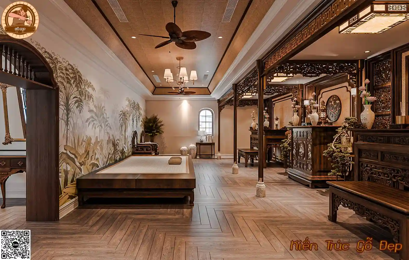 Trang trí phòng thờ kết hợp với không gian phòng khách