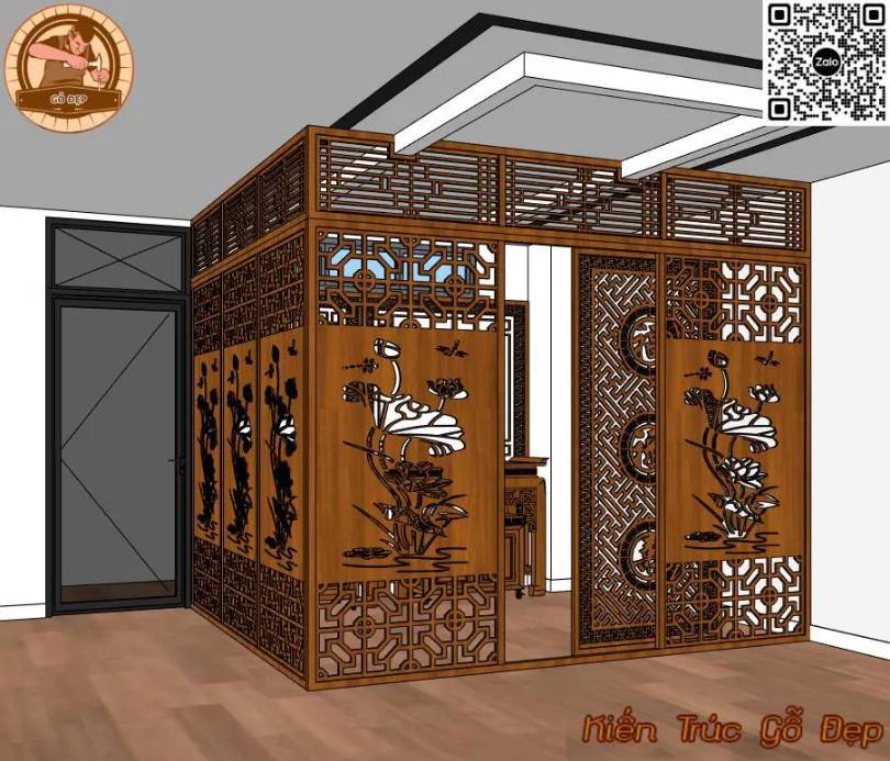 Mẫu vách ngăn 3d xưởng gỗ đẹp lên để tư vấn cho khách hàng