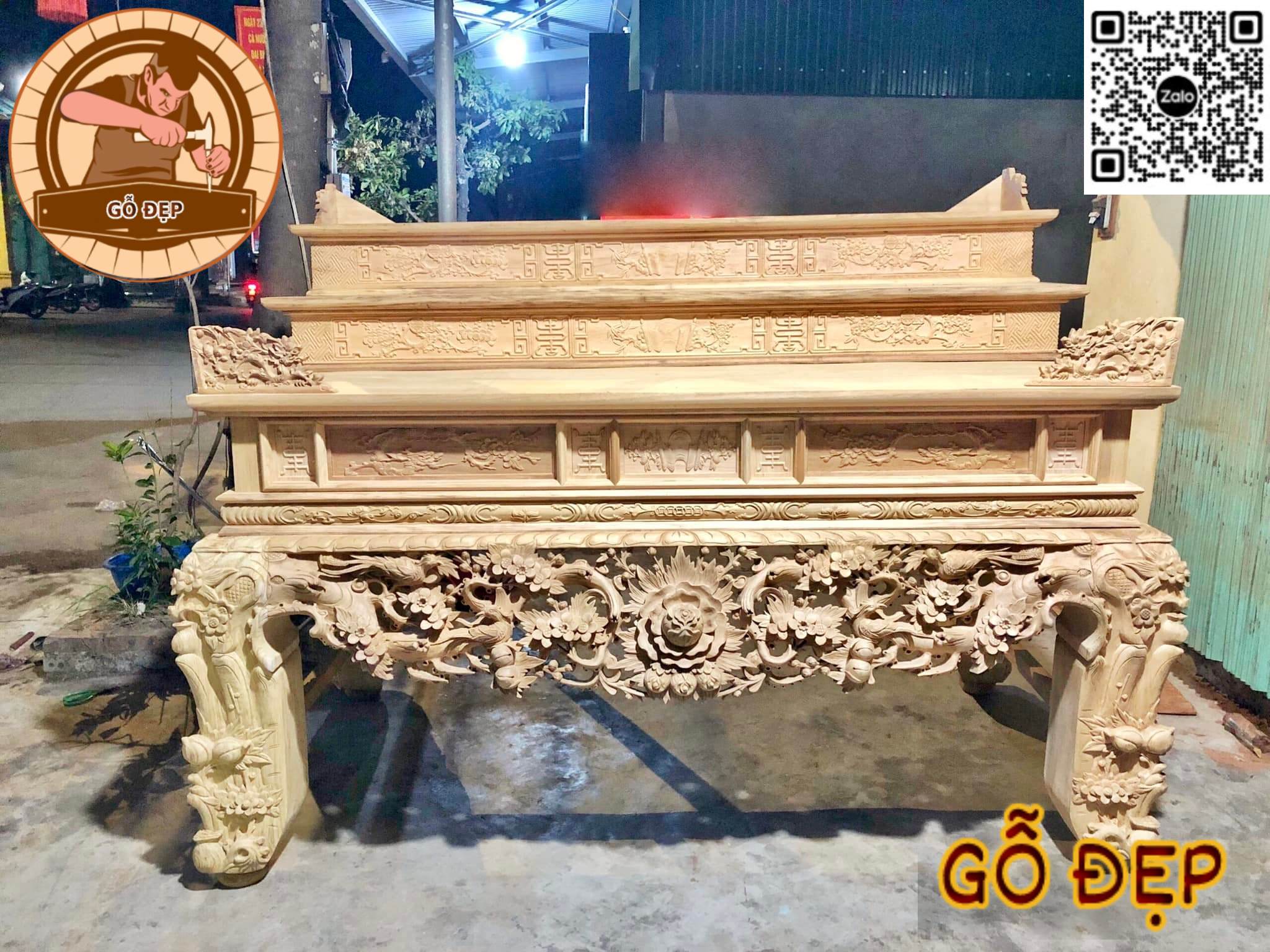 Sập Thờ 3 Cấp Gỗ Gõ Mai Điểu