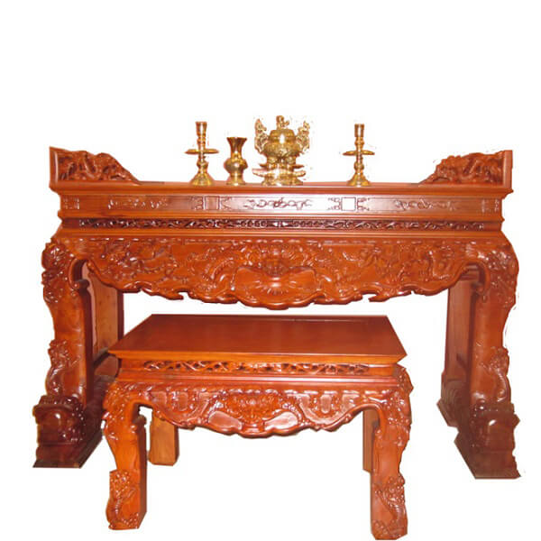 Sập chế tác từ gỗ mít đặc và dai, vân sáng như mây