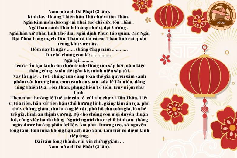 Bài văn cúng 30 Tết đầy đủ nhất
