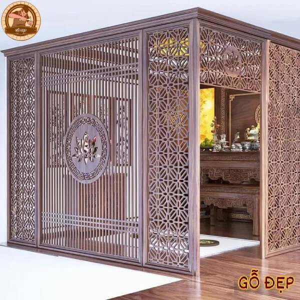 Vách ngăn phòng thờ ở Hải Phòng tạo không gian linh thiêng 
