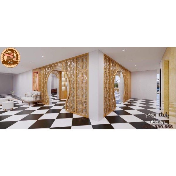 Dùng vách ngăn CNC cho phòng khách giúp tạo điểm nhấn cho ngôi nhà