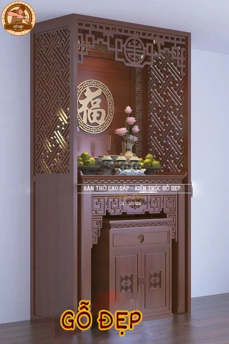 Vách ngăn phòng thờ gỗ công nghiệp cao cấp