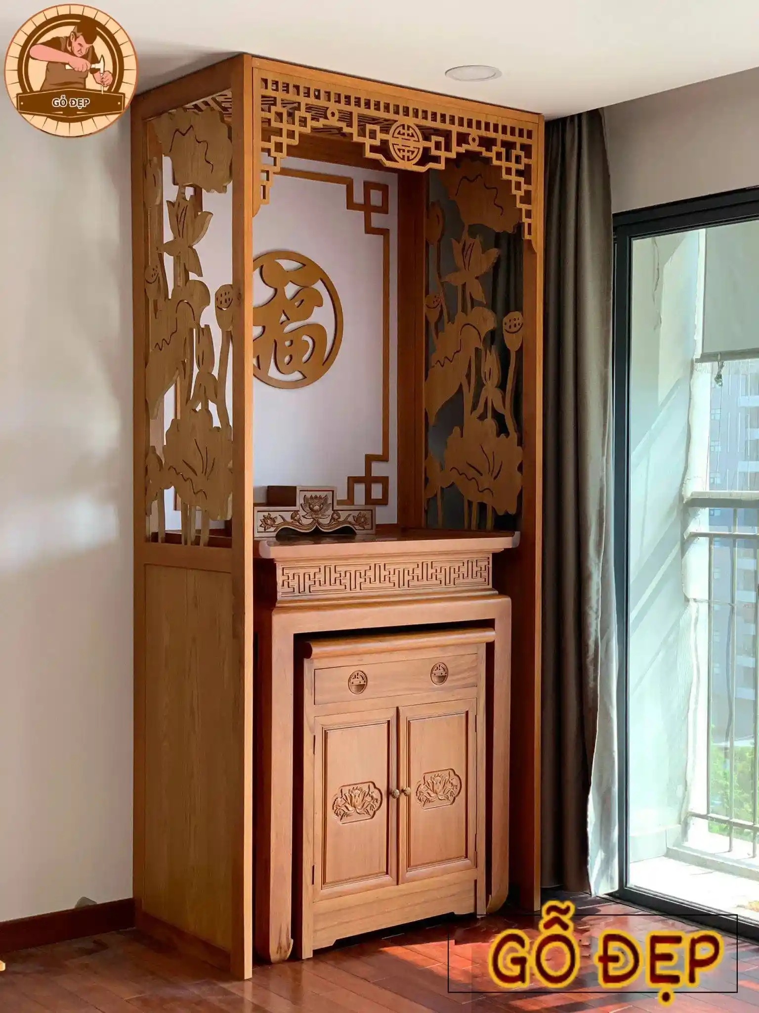Mẫu bàn thờ chung cư nhỏ gọn thiết kế đơn giản