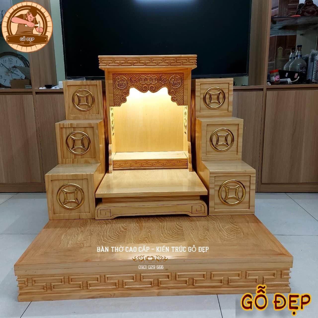 Bàn Thờ Thần Tài Đẹp Gỗ Sồi - OTT791
