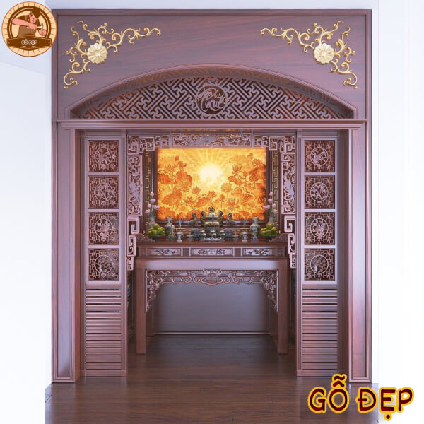 Phòng thờ chung cư gỗ óc chó giá rẻ