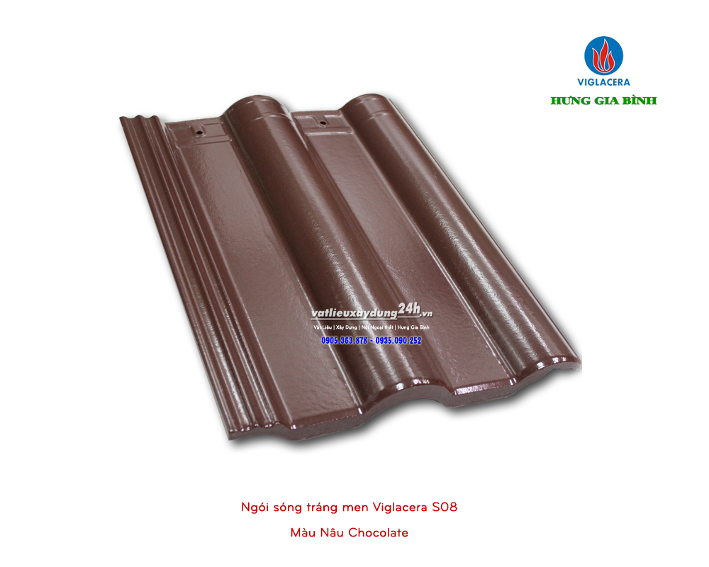 Ngói tráng men sứ Viglacera màu nâu Chocolate S08