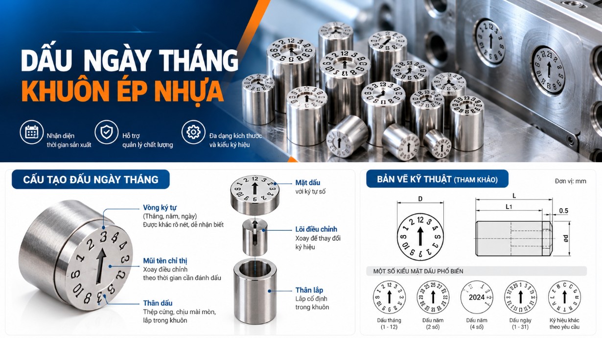 Dấu Ngày Tháng Khuôn Là Gì? Cấu Tạo, Công Dụng Và Ứng Dụng Trong Ngành Khuôn Mẫu
