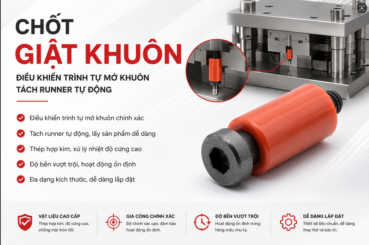 Chốt Giật Khuôn Là Gì? Vai Trò Quan Trọng Trong Hệ Thống Khuôn Ép Nhựa