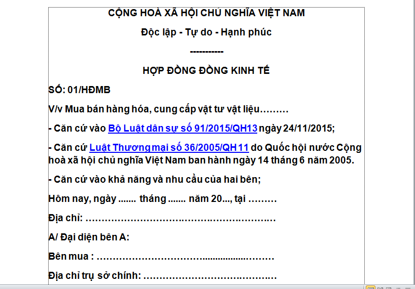 Mẫu bản hợp đồng kinh tế l Quy định pháp lý l Cách soạn thảo 1 hợp đồn