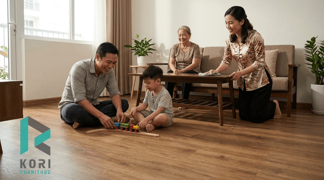 Mẫu sàn gỗ công nghiệp cho gia đình