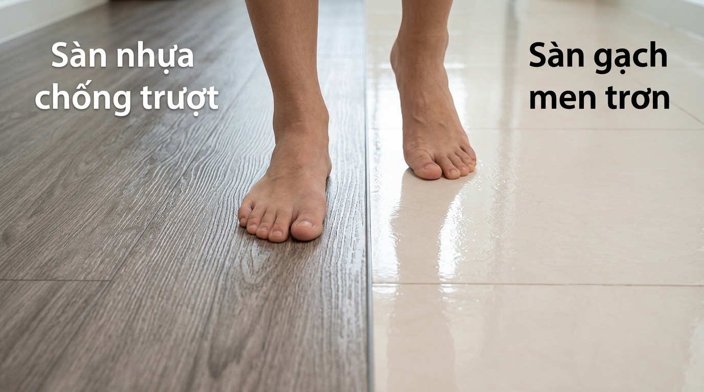 sàn nhựa và sàn gạch men khác nhau như thế nào
