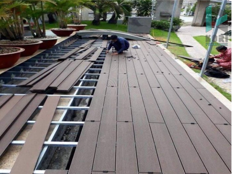 sàn nhựa giả gỗ ngoài trời