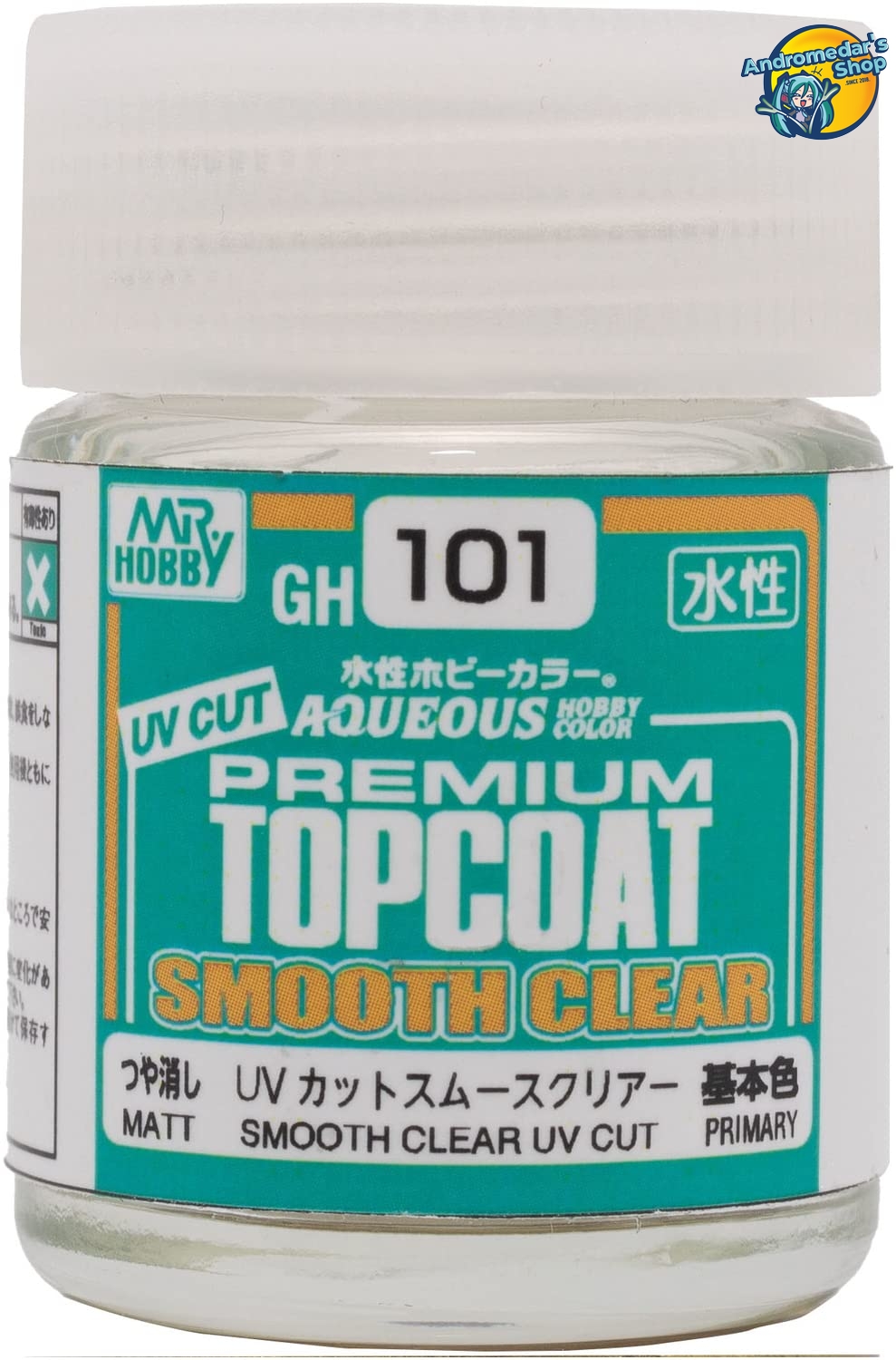 [GSI Creos Mr.HOBBY] Sơn phủ mờ gốc nước chống tia UV GH101 Premium Top Coat UV Cut Smooth Clear (Matt) 18ml