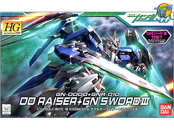 [Bandai] Mô hình lắp ráp Gundam 1/144 HG 00 54 Raiser + GN Sword III Scale Kit
