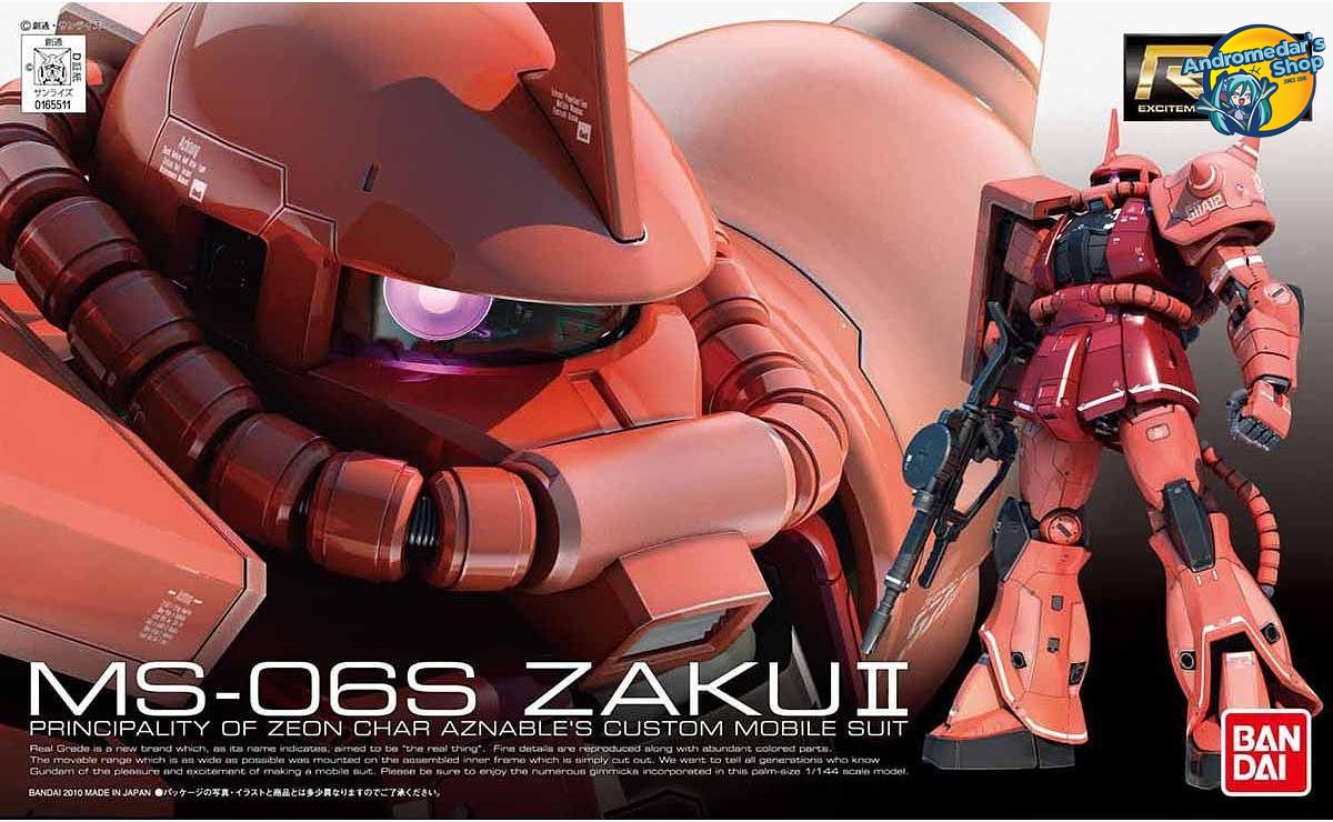 [Bandai] Mô hình lắp ráp RG 02 1/144 Gundam MS-06S ZAKU II Char Aznable Custom Model Kit