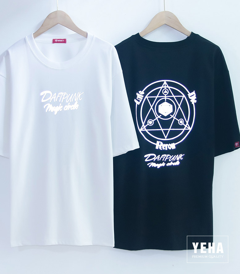 Áo thun phản quang unisex form rộng tay lỡ mẫu DAFIPUNK