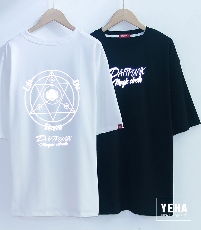 Áo thun phản quang unisex form rộng tay lỡ mẫu DAFIPUNK