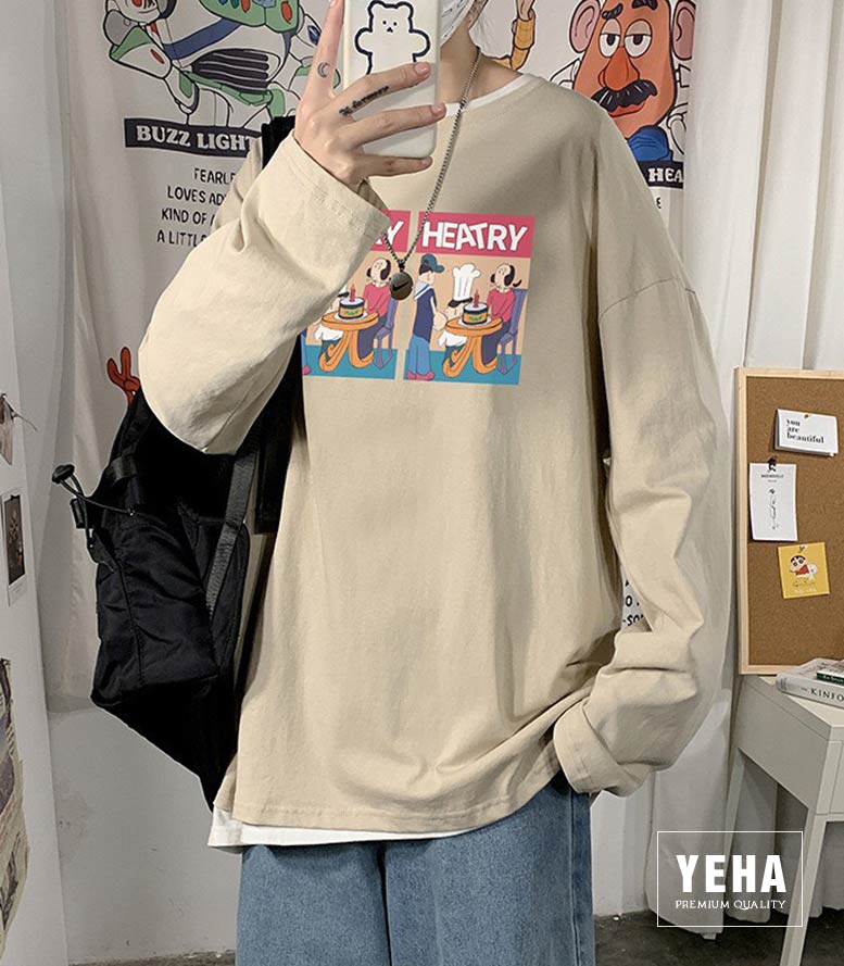 Áo thun tay dài unisex form rộng mẫu HEATRY
