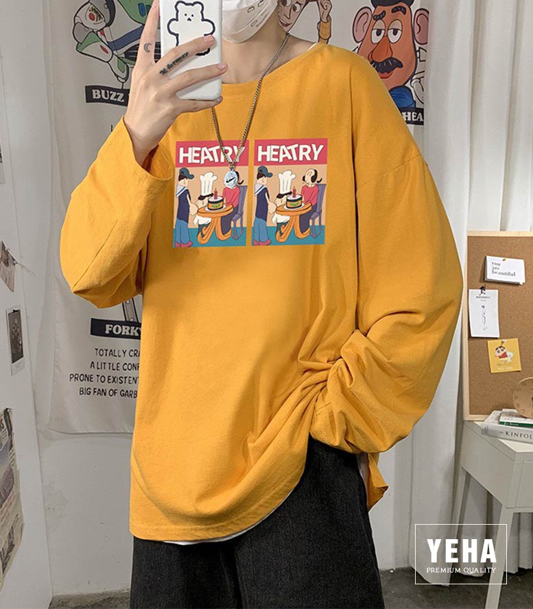 Áo thun tay dài unisex form rộng mẫu HEATRY