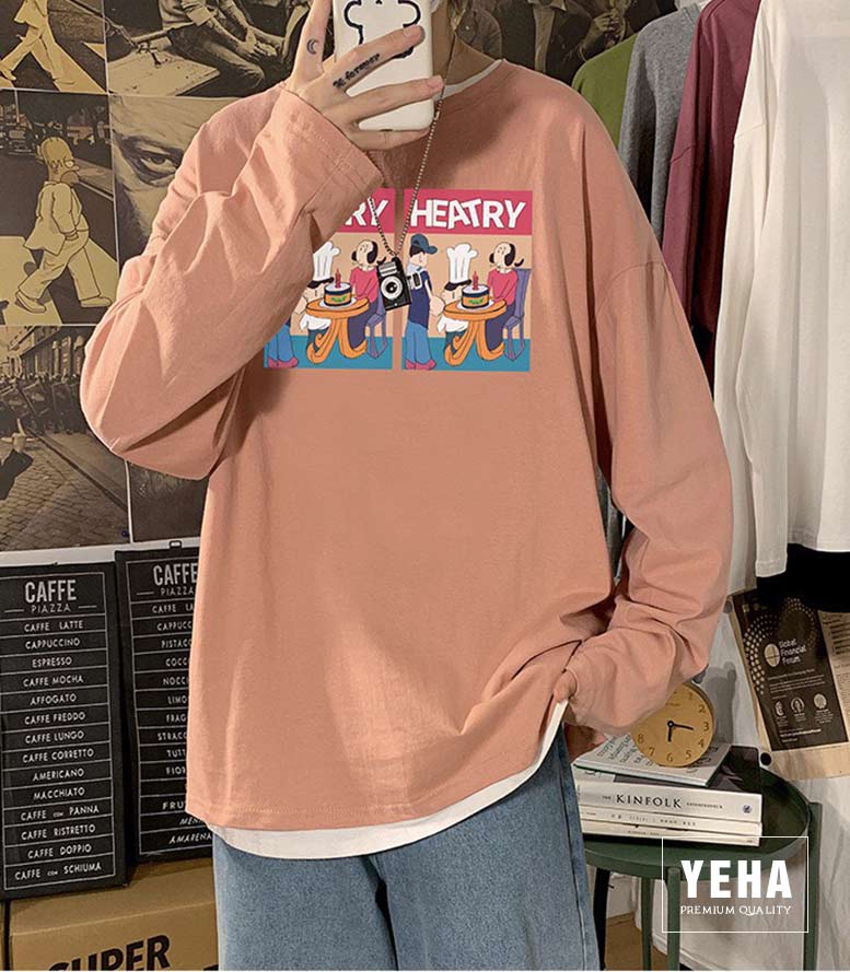 Áo thun tay dài unisex form rộng mẫu HEATRY