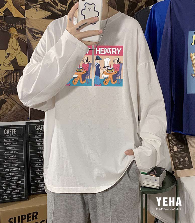Áo thun tay dài unisex form rộng mẫu HEATRY