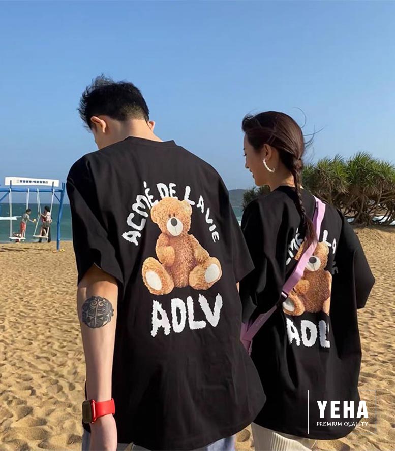 Áo thun phông unisex form rộng tay lỡ mẫu GẤU 3D ADLV