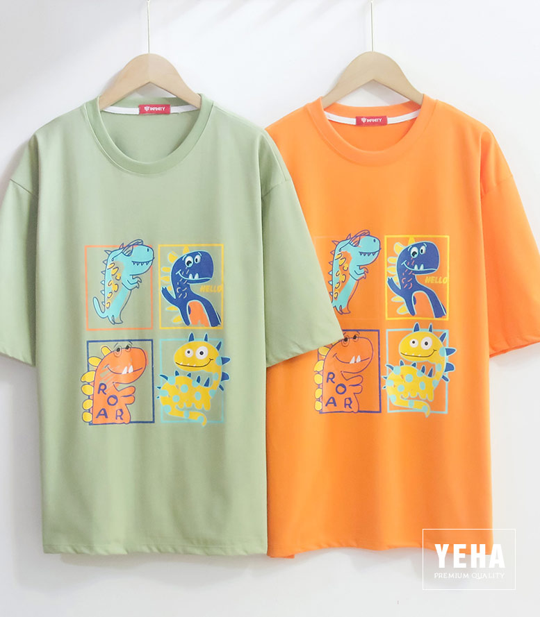 Áo thun unisex form rộng tay lỡ mẫu 4 CHÚ KHỦNG LONG