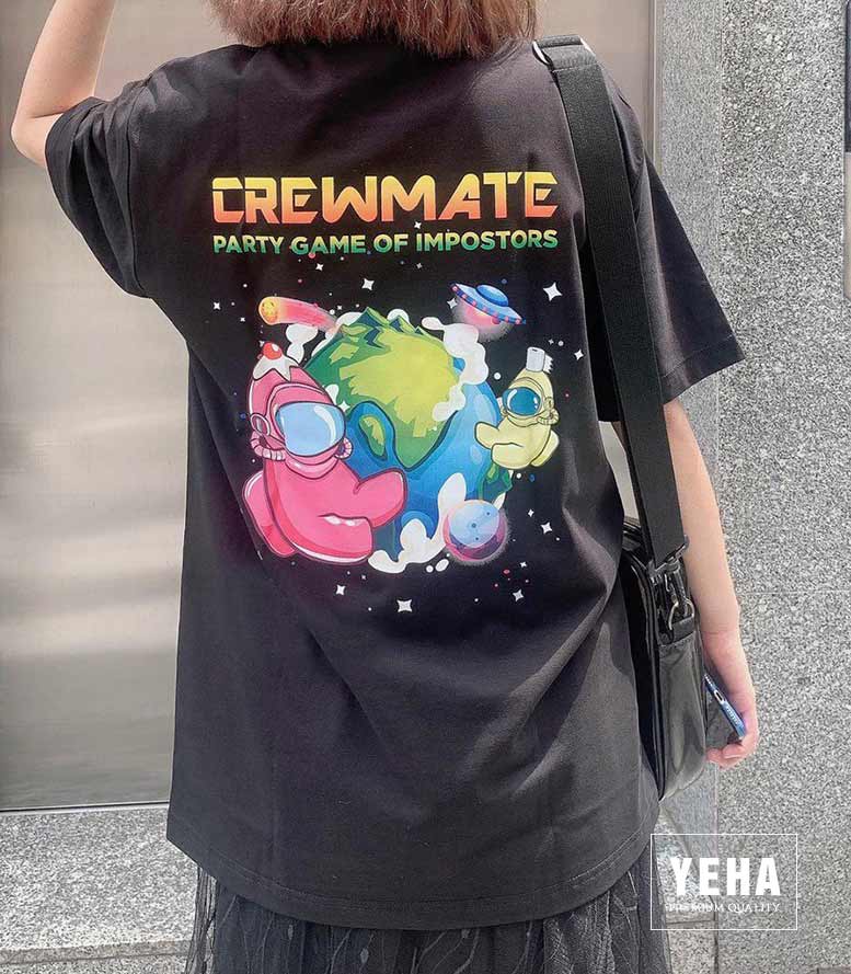 Áo thun unisex form rộng tay lỡ mẫu CREW AMONG