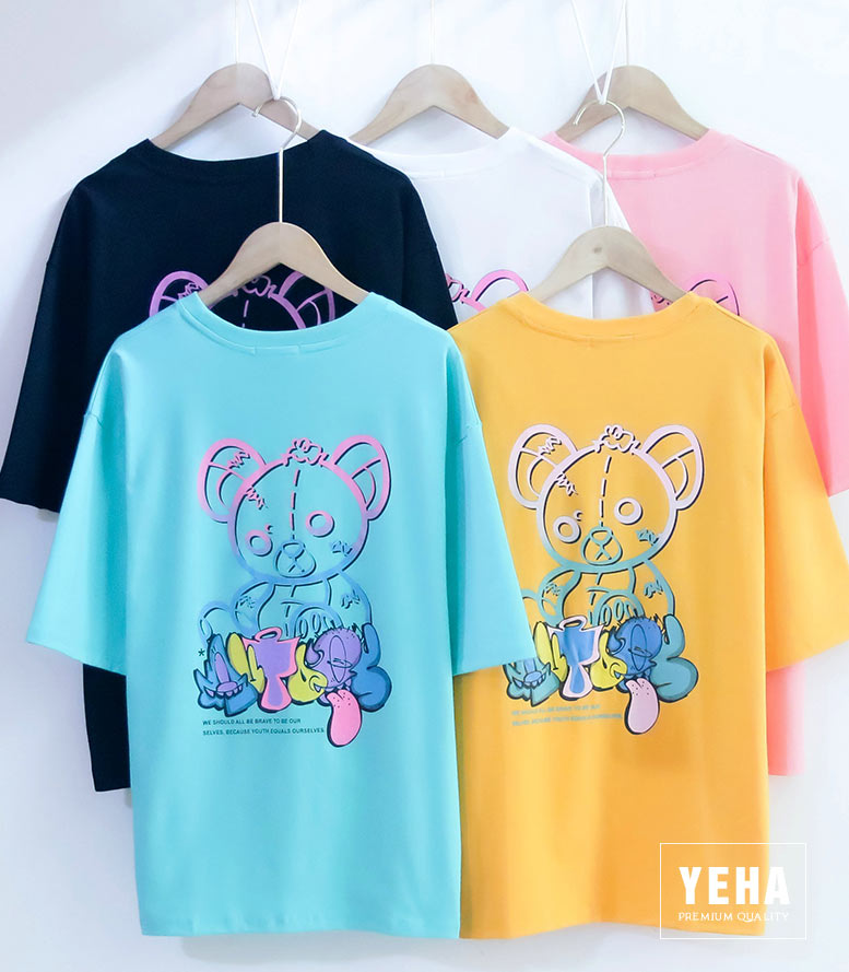 Áo thun unisex form rộng tay lỡ mẫu GẤU MẶT ĐẸP