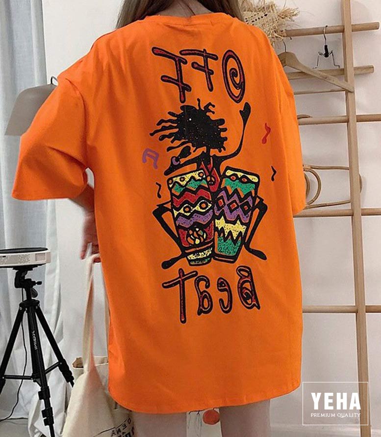 Áo thun unisex tay lỡ form rộng mẫu OFFBEAT màu cam