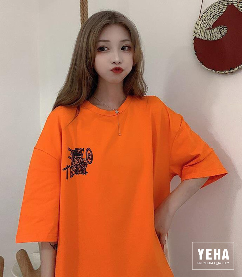 Áo thun unisex tay lỡ form rộng mẫu OFFBEAT màu cam