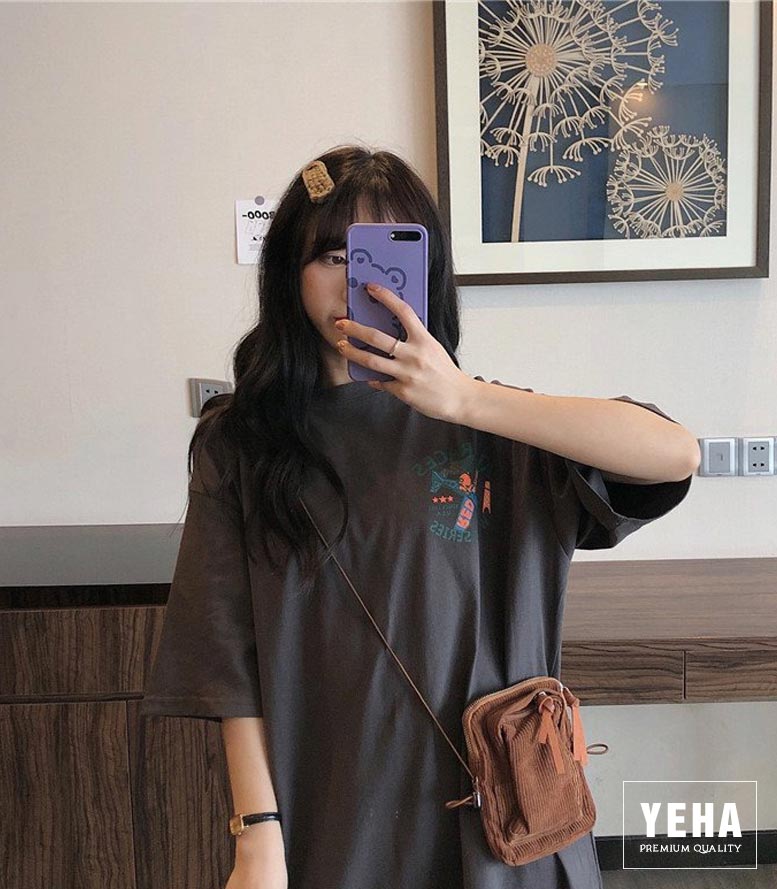 Áo thun unisex form rộng tay lỡ mẫu RE DEVIL màu xám chì