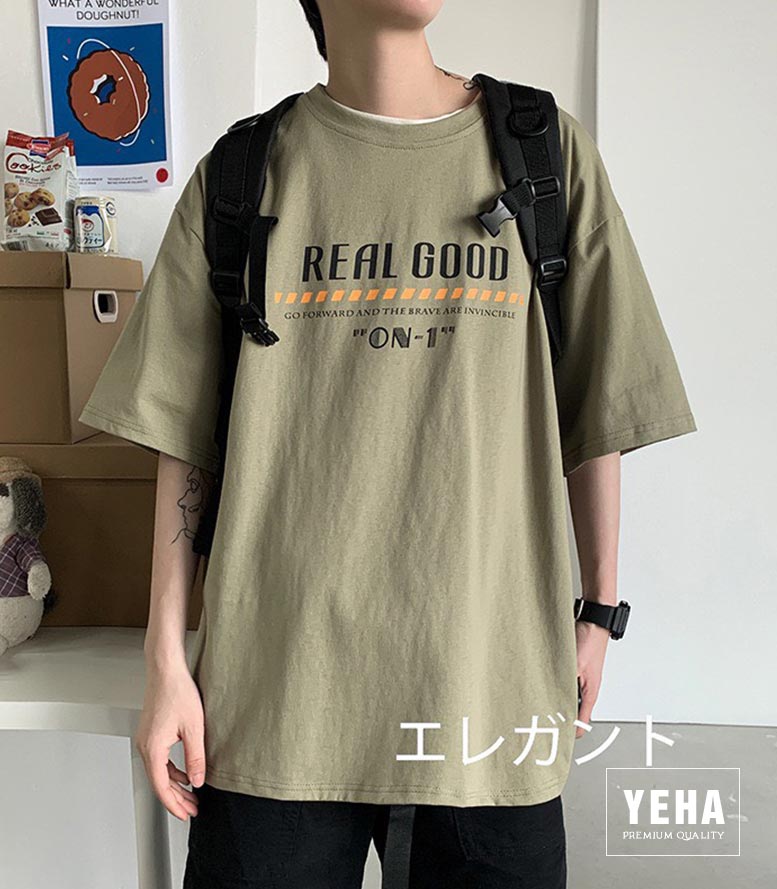 Áo thun unisex form rộng tay lỡ mẫu REAL GOOD màu oliu